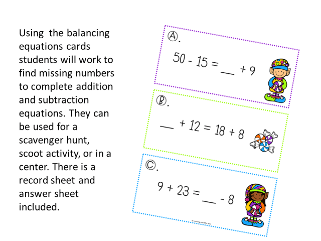 Balancing Equations Christmas Activity